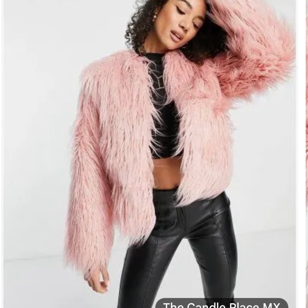 Stylish Pink Faux Fur Jacket